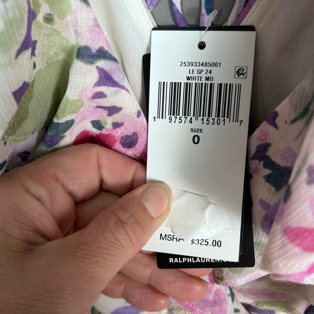 Lauren Ralph Lauren Maxi Dress Size 0 Ruffle Floral Cottagecore Feminine NWT - Picture 16 of 16
